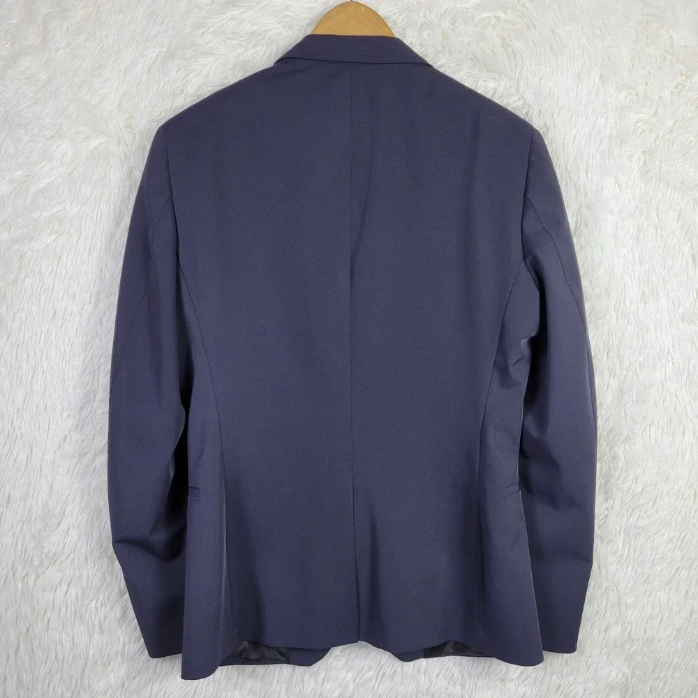Zara Man Navy Blue Two Button Slim Fit Blazer Suit Jacket AW16 USA 38